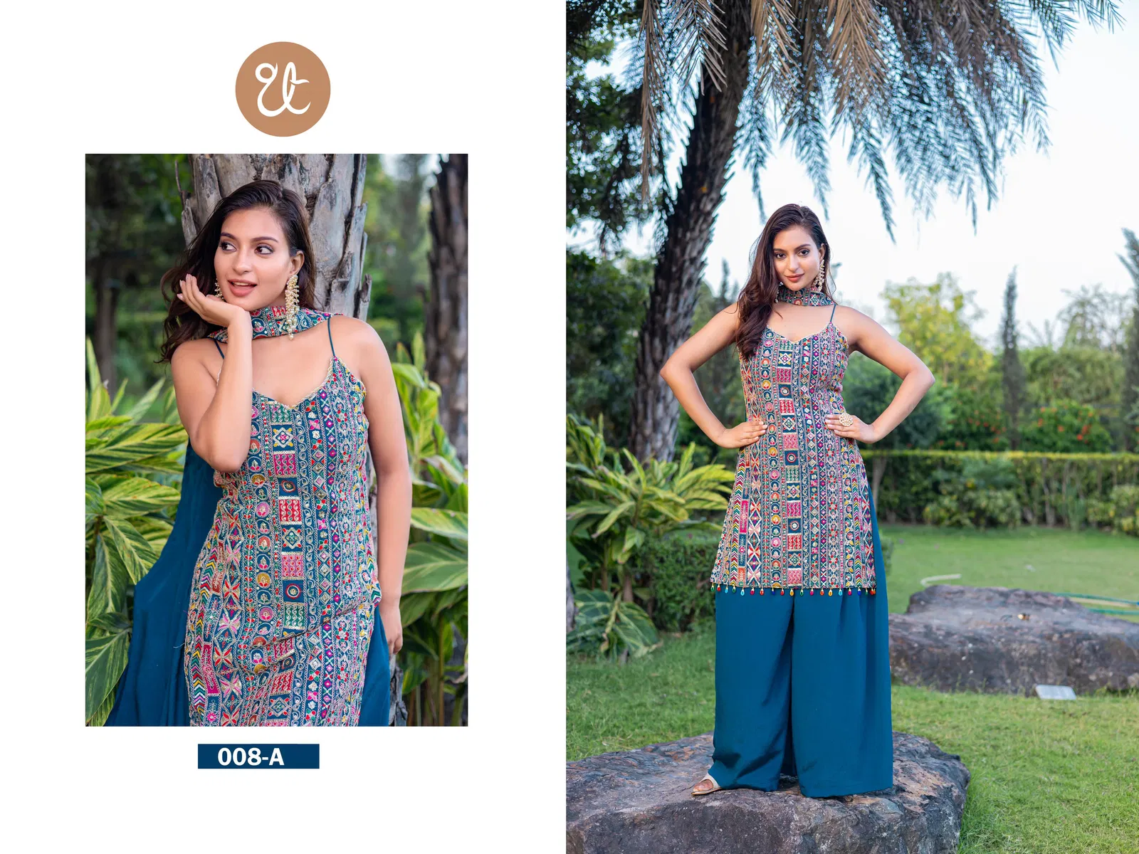 Tt 008 A to D Heavy Chinon Embroidery Readymade Suits Suppliers In India